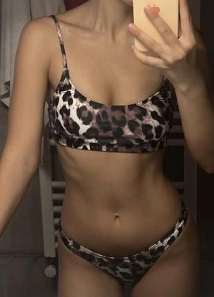 Купальник жіночий роздільний леопардовий тигровий принт