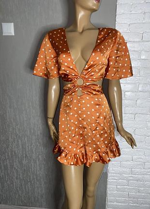 Комбинезон с шортами шикарный комбез в горошек glamorous, l