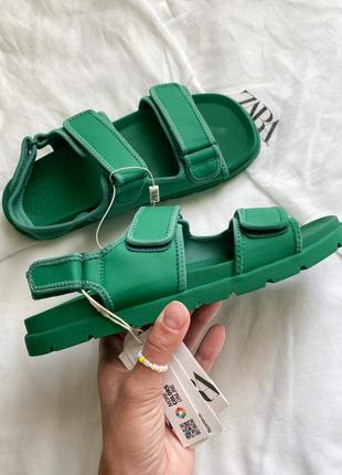 Зеленые сандалии босоножки zara5 фото