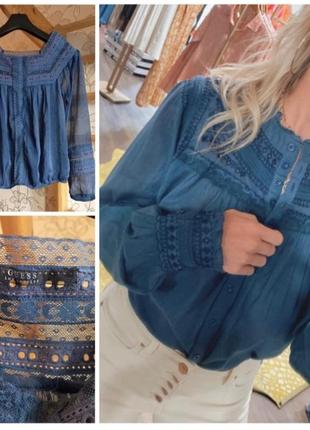 Шифоновая блуза с кружевом