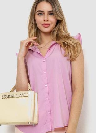 Блуза однотонна, колір бузковий, 244r1921 фото