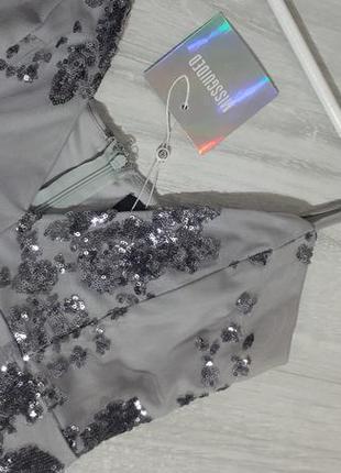 Сукня missguided з вишивкою паєтками/срібляста сукня з паєтками4 фото