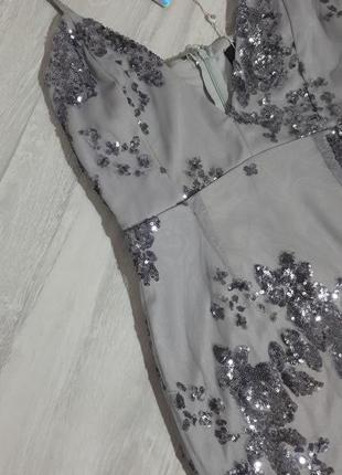 Сукня missguided з вишивкою паєтками/срібляста сукня з паєтками2 фото