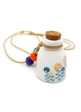 🌼🌻 кулон бутылочка в стиле ретро на шнурке натуральная керамика1 фото