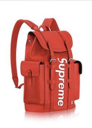 Louis vuitton x supreme christopher backpack red2 фото