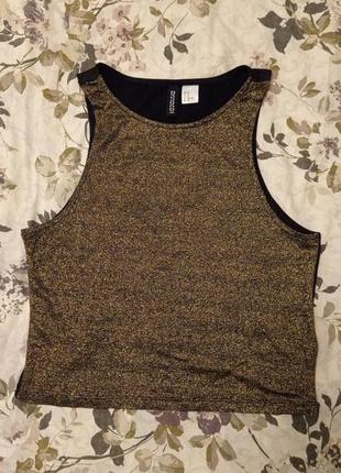 Кроп-топ черно-золотой h&m размер m
