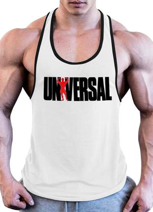 Майка мужская спортивная "universal" oversize белая с черным
