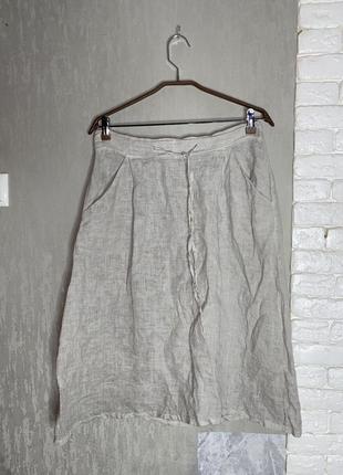 Тонка лляна спідниця льон італія l-xl