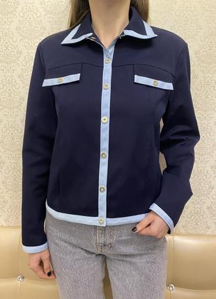 Синий пиджак жакет блейзер на кнопках st.john collection by marie gray