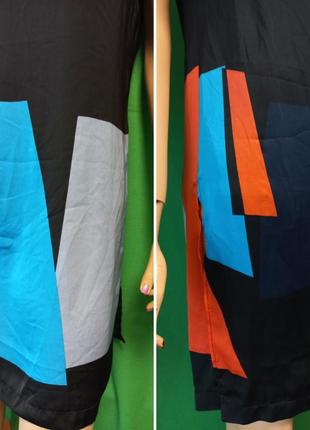 Удлиненная шёлковая туника с боковыми разрезами и принтом геометрия promod6 фото