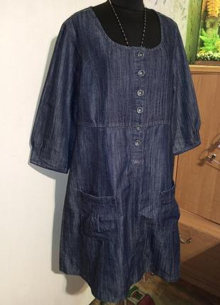 Джинсове плаття-сукня-туніка на гудзиках,з кишенями,бохо,fransa jeans