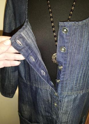 Джинсове плаття-сукня-туніка на гудзиках,з кишенями,бохо,fransa jeans4 фото