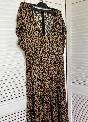 Леопардова сукня міді плаття з віскози пишна сукня zara платье свободного кроя...