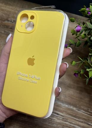 Чохол на iphone 14 плюс plus квадратні борти на айфон silicone case full camera на apple