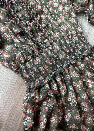 Сукня zara , шифонова, трендова, принт квітковий, юбка5 фото