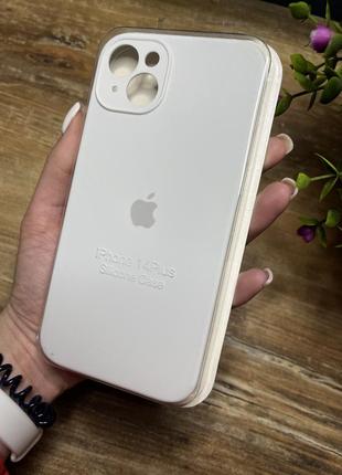 Чохол на iphone 14 плюс plus квадратні борти на айфон silicone case full camera на apple