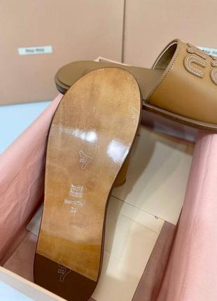 Шлепанцы в стиле miumiu кожа коричневые черные 5