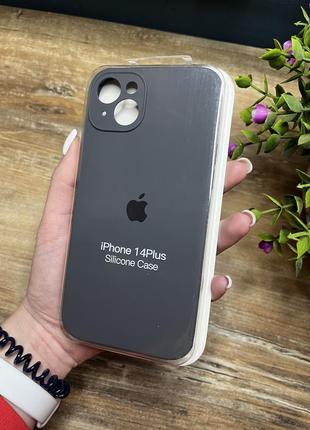 Чохол на iphone 14 плюс plus квадратні борти на айфон silicone case full camera на apple