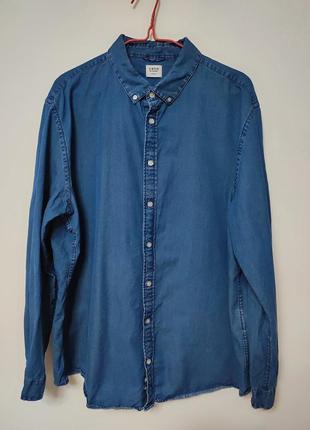 Рубашка рубашка синяя джинсовая мужская celio man, размер 2xl