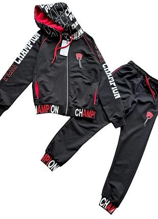 Спортивний костюм для хлопчика 152 см чорний турція