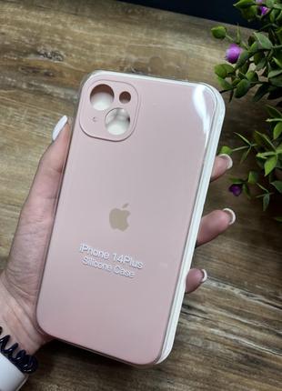 Чохол на iphone 14 плюс plus квадратні борти на айфон silicone case full camera на apple