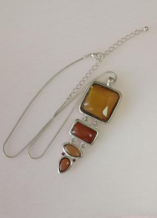 Кулон в срібному тоні, вставки люцит