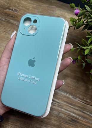 Чохол на iphone 14 плюс plus квадратні борти на айфон silicone case full camera на apple