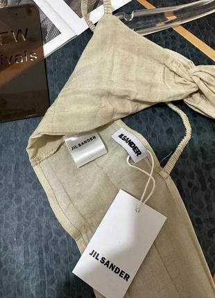 Костюм в стиле jil sander коттон лен топ с завязками юбка беж 5