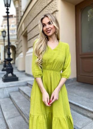 Сукня жіноча довга міді бавовняна з мусліну легка повсякденна нарядна святкова базова чорна бежева біла червона синя літня на літо платя3 фото