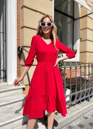 Сукня жіноча довга міді бавовняна з мусліну легка повсякденна нарядна святкова базова чорна бежева біла червона синя літня на літо платя4 фото