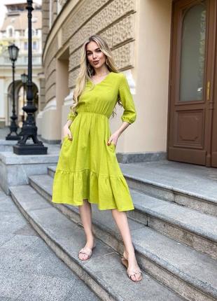 Сукня жіноча довга міді бавовняна з мусліну легка повсякденна нарядна святкова базова чорна бежева біла червона синя літня на літо платя2 фото