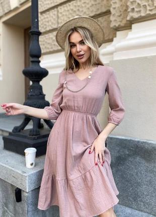 Сукня жіноча довга міді бавовняна з мусліну легка повсякденна нарядна святкова базова чорна бежева біла червона синя літня на літо платя9 фото