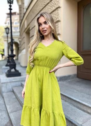 Сукня жіноча довга міді бавовняна з мусліну легка повсякденна нарядна святкова базова чорна бежева біла червона синя літня на літо платя