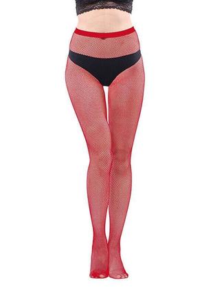 Колготки у дрібну сіточку червоні 8037 one size