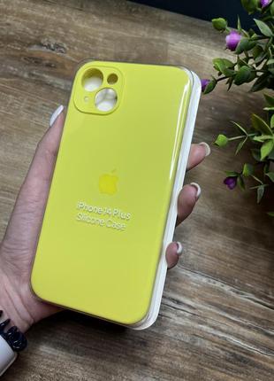 Чохол на iphone 14 плюс plus квадратні борти на айфон silicone case full camera на apple