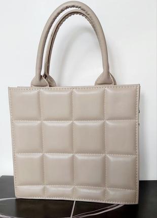 Сумка стеганная бежевая