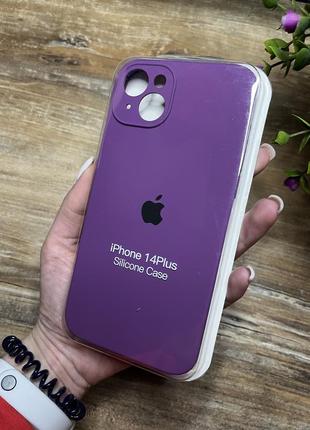 Чохол на iphone 14 плюс plus квадратні борти на айфон silicone case full camera на apple