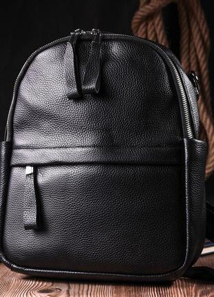 Шкіряний жіночий рюкзак із функцією сумки vintage 22567 чорний