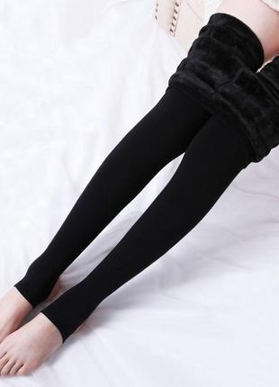 Колготки с начесом открытая стопа 200 грамм черные 8542 one size