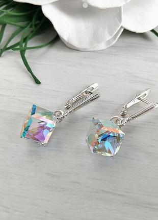 Серьги кубики swarovski