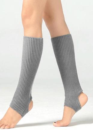 Гетры теплые в рубчик серые one size
