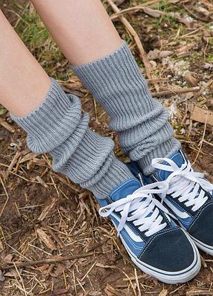 Гетры теплые в рубчик серые one size4 фото
