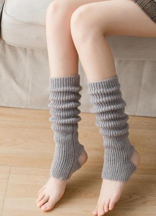 Гетры теплые в рубчик серые one size3 фото