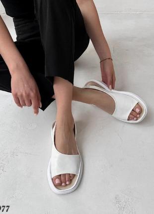 Жіночі білі шкіряні літні босоніжки натуральна шкіра літо3 фото