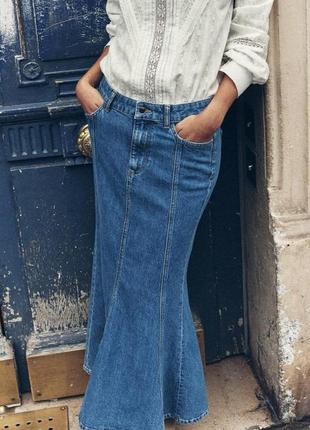 Джинсовая юбка zara длинная