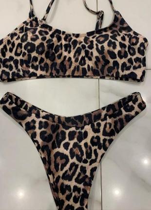 Брендовий купальник топ леопардовий2 фото