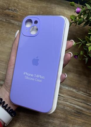 Чохол на iphone 14 плюс plus квадратні борти на айфон silicone case full camera на apple