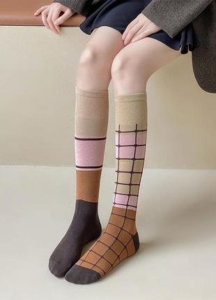 Гольфы абстракция клетка бежевые 35-40