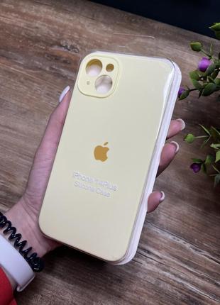 Чохол на iphone 14 плюс plus квадратні борти на айфон silicone case full camera на apple