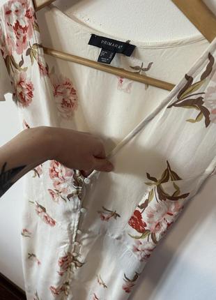 Міді плаття з натуральної тканини на ґудзиках від primark🌿6 фото